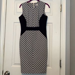 Calvin Klein Navy Blue Striped Dress